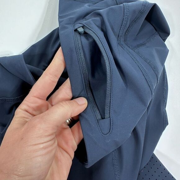 Sweaty Betty zero gravity navy leggings with pink piping 14 - Picture 8 of 13